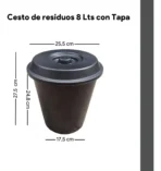 Cesto de Residuo Negro 8 Litros Con tapa Negro - Imagen 2