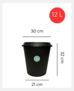 Cesto de Residuo 12 Litros Con tapa Negro - Imagen 2